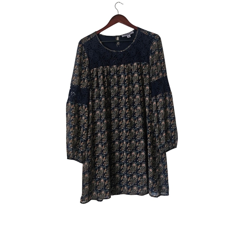 Ruff Hewn Grey XL Paisley Lace Mini Dress Boho Whimsy Goth Balloon Sleeve